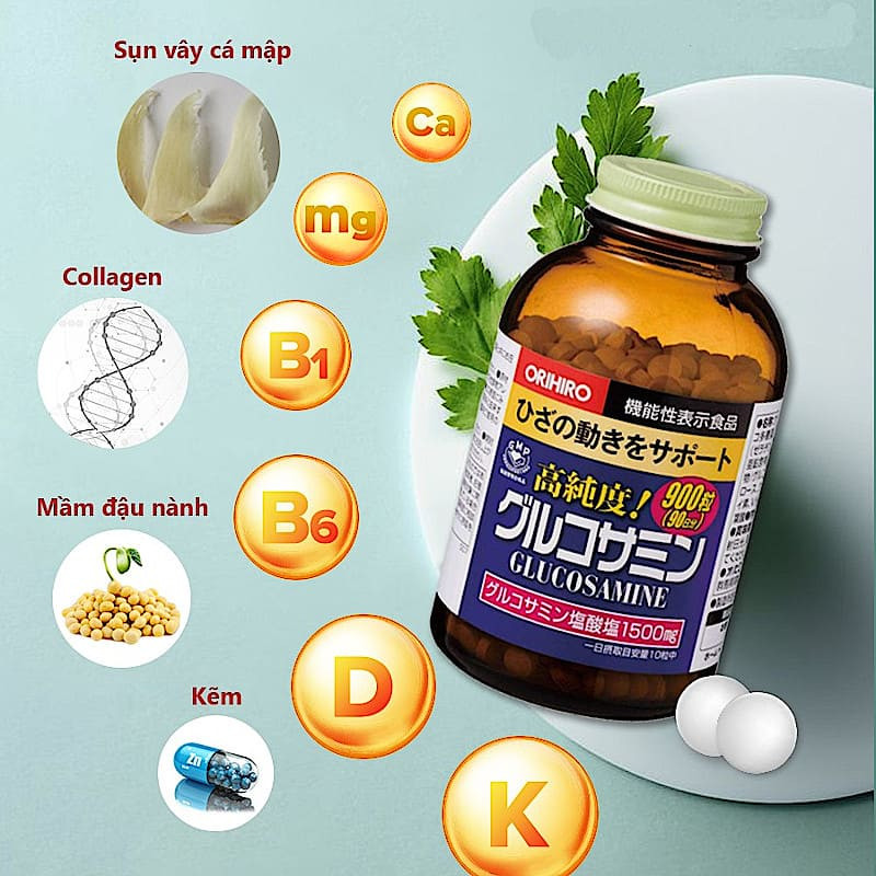 Viên uống xương khớp Glucosamin Nhật, hộp 900 viên.